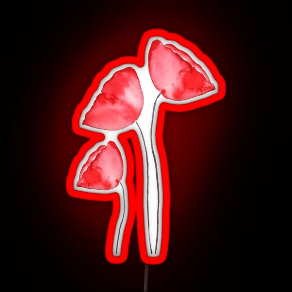 Hand Painted Red Poppy Watercolor RGB Neon Sign