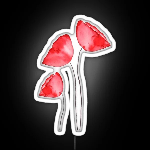 Hand Painted Red Poppy Watercolor RGB Neon Sign