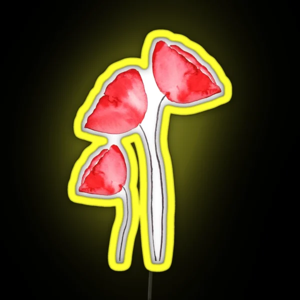 Hand Painted Red Poppy Watercolor RGB Neon Sign