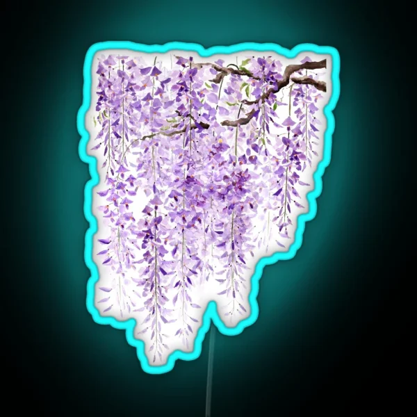 Hand Painted Watercolor Wisteria In Bloom RGB Neon Sign
