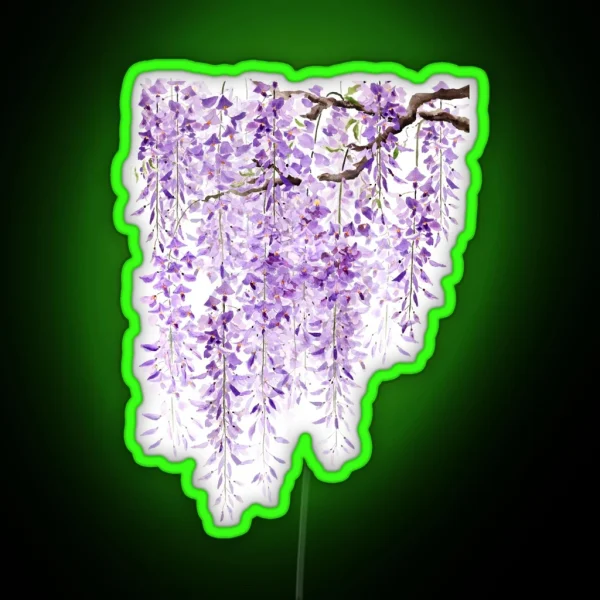 Hand Painted Watercolor Wisteria In Bloom RGB Neon Sign
