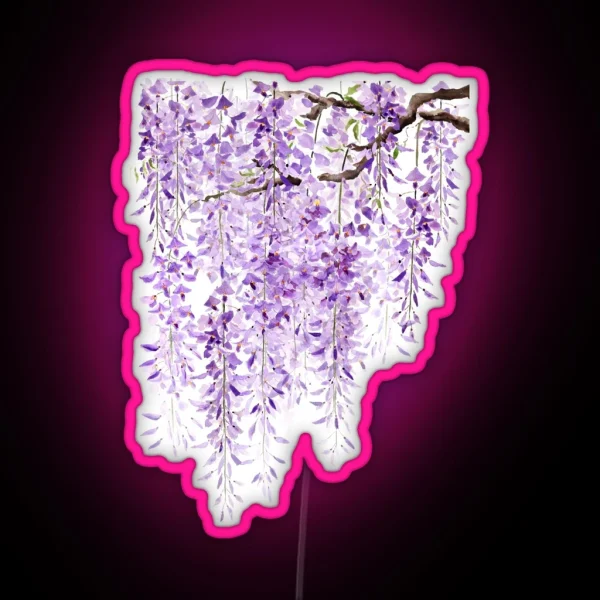 Hand Painted Watercolor Wisteria In Bloom RGB Neon Sign