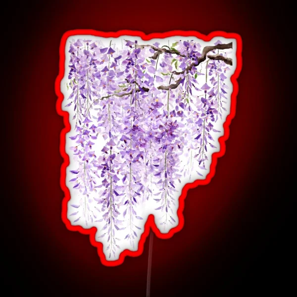 Hand Painted Watercolor Wisteria In Bloom RGB Neon Sign