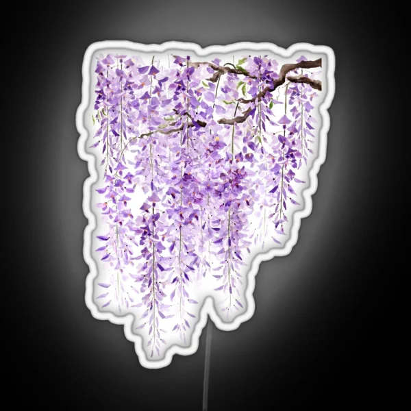 Hand Painted Watercolor Wisteria In Bloom RGB Neon Sign
