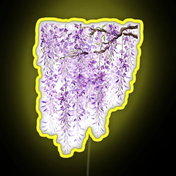 Hand Painted Watercolor Wisteria In Bloom RGB Neon Sign