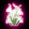 Whimsical Hand Painted White Snowdrop Flower Artistic Botanical Watercolor Neon Sign