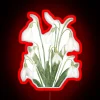 Hand-painted white snowdrop flower botanical watercolor style neon decorative wall art