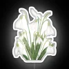 Whimsical Hand Painted Watercolor Snowdrop Flower Neon Botanical Sign Artwork