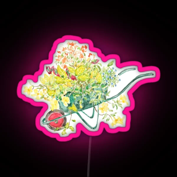 Hand Painted Yellow Blue And Orange Flowers RGB Neon Sign