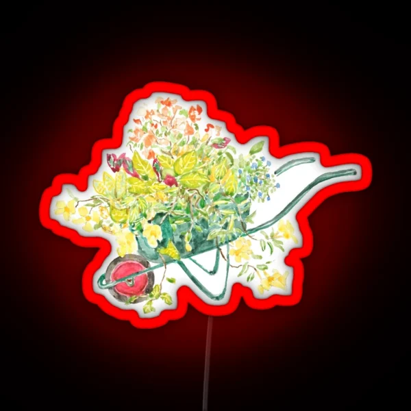 Hand Painted Yellow Blue And Orange Flowers RGB Neon Sign