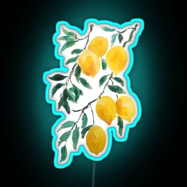 Hand Painted Yellow Lemon Watercolor RGB Neon Sign
