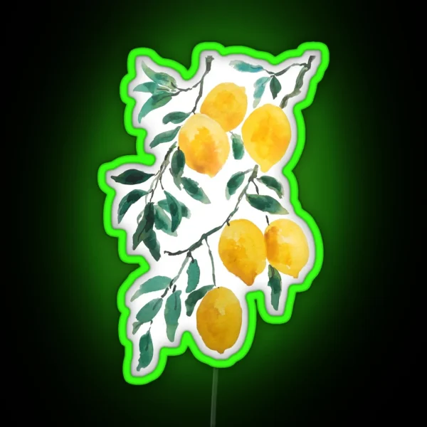 Hand Painted Yellow Lemon Watercolor RGB Neon Sign