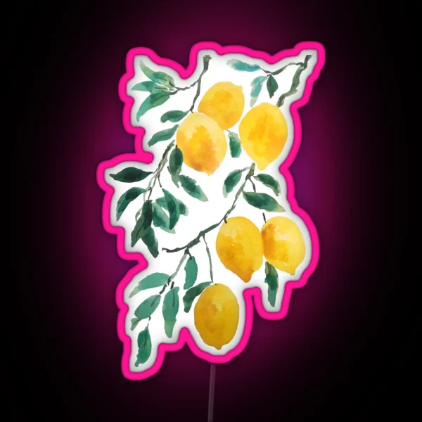 Hand Painted Yellow Lemon Watercolor RGB Neon Sign
