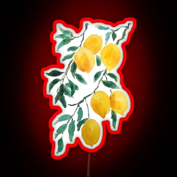 Hand Painted Yellow Lemon Watercolor RGB Neon Sign
