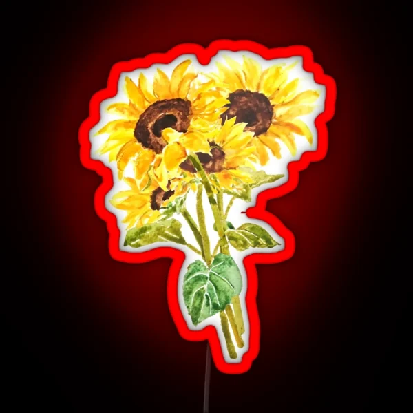 Hand Painted Yellow Sunflower Bouquet Flowers Bouquet RGB Neon Sign