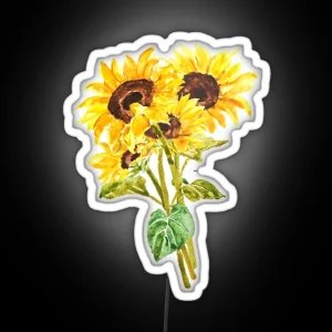 Hand Painted Yellow Sunflower Bouquet Flowers Bouquet Watercolor 2020 RGB Neon Sign