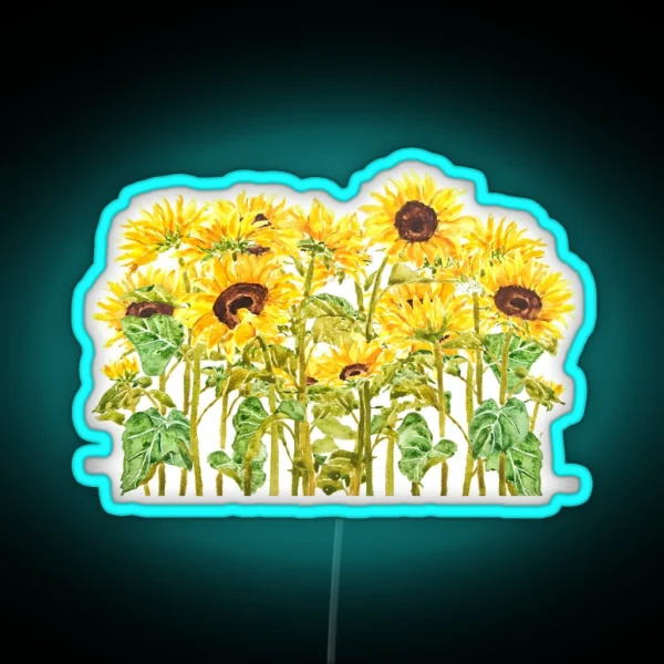 Hand Painted Yellow Sunflower Painting 2020 Watercolor Painting RGB Neon Sign