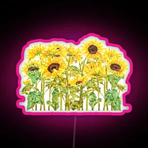 Hand Painted Yellow Sunflower Painting 2020 Watercolor Painting RGB Neon Sign