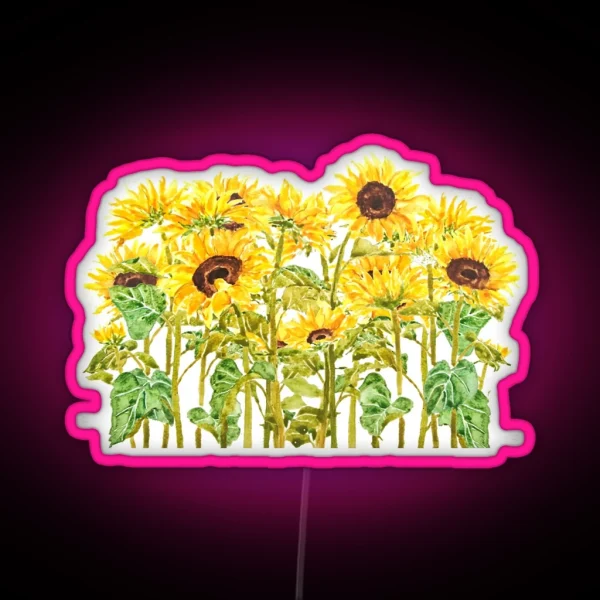 Hand Painted Yellow Sunflower Painting 2020 Watercolor Painting RGB Neon Sign