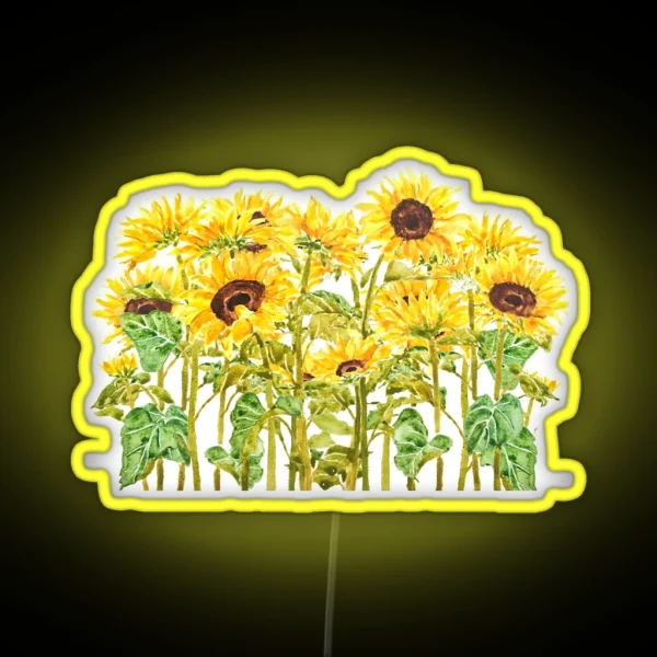 Hand Painted Yellow Sunflower Painting 2020 Watercolor Painting RGB Neon Sign