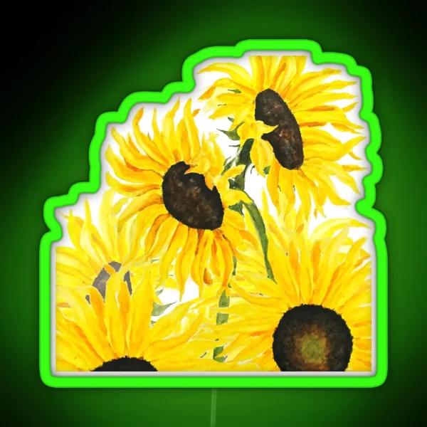 Hand Painted Yellow Sunflowers 2017 RGB Neon Sign