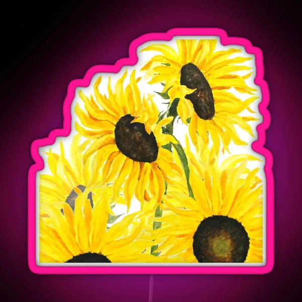 Hand Painted Yellow Sunflowers 2017 RGB Neon Sign