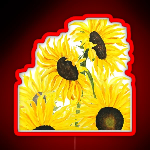 Hand Painted Yellow Sunflowers 2017 RGB Neon Sign