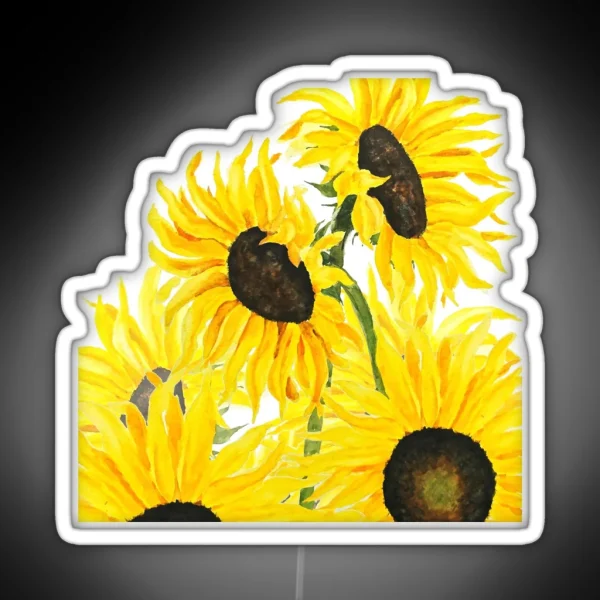 Hand Painted Yellow Sunflowers 2017 RGB Neon Sign