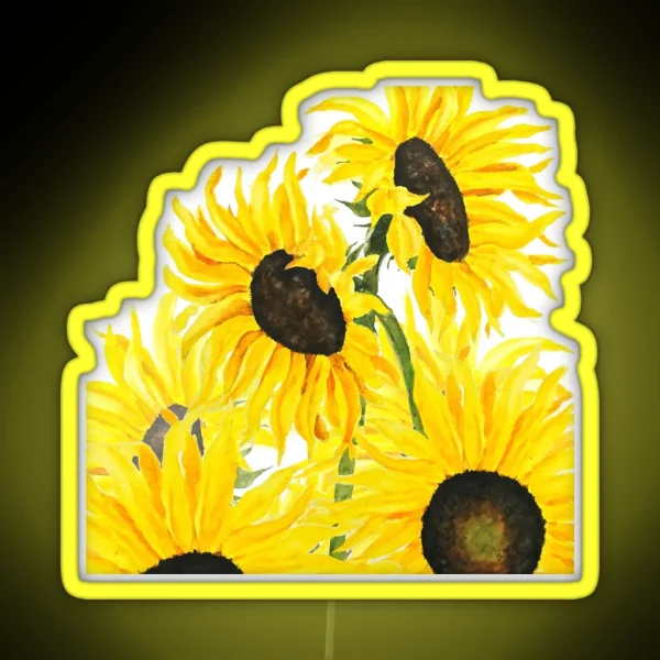 Hand Painted Yellow Sunflowers 2017 RGB Neon Sign