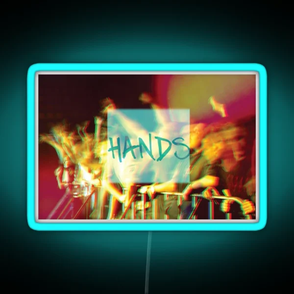 Hands Bokeh Long Exposure RGB Neon Sign