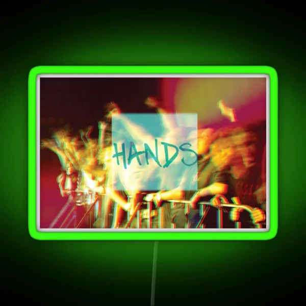 Hands Bokeh Long Exposure RGB Neon Sign