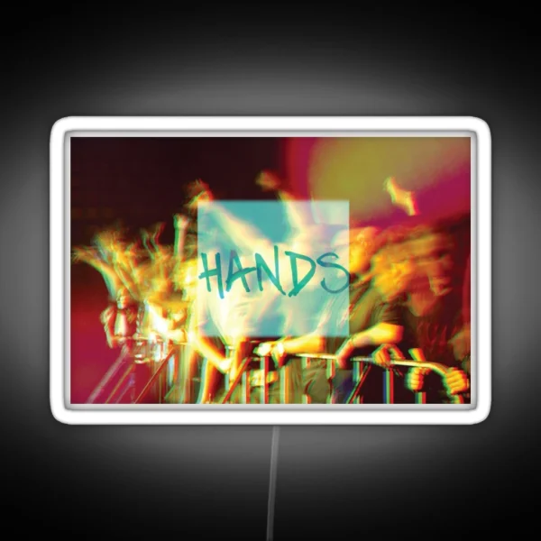 Hands Bokeh Long Exposure RGB Neon Sign
