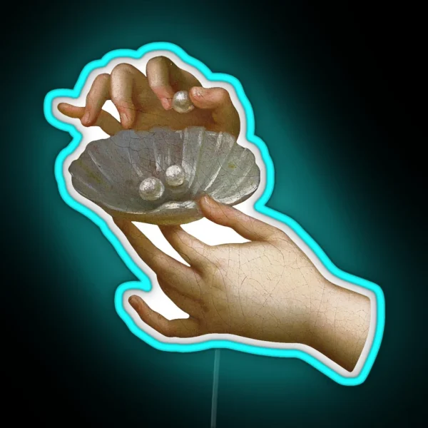 Hands With Pearls Detail Renaissance Aesthetic RGB Neon Sign