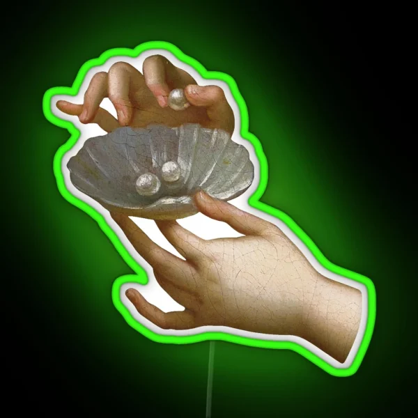 Hands With Pearls Detail Renaissance Aesthetic RGB Neon Sign