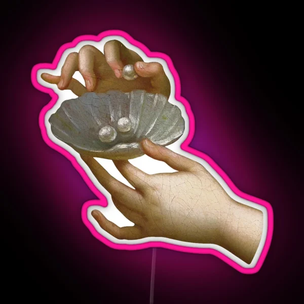Hands With Pearls Detail Renaissance Aesthetic RGB Neon Sign