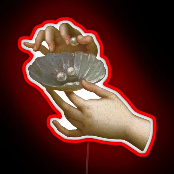 Hands With Pearls Detail Renaissance Aesthetic RGB Neon Sign