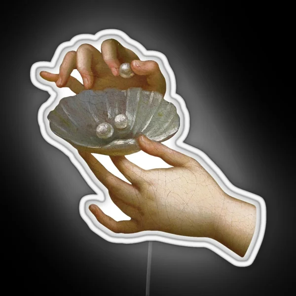 Hands With Pearls Detail Renaissance Aesthetic RGB Neon Sign