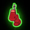 Neon Boxing Gym Decorative Sign Featuring Bright Red Illuminated Gloves