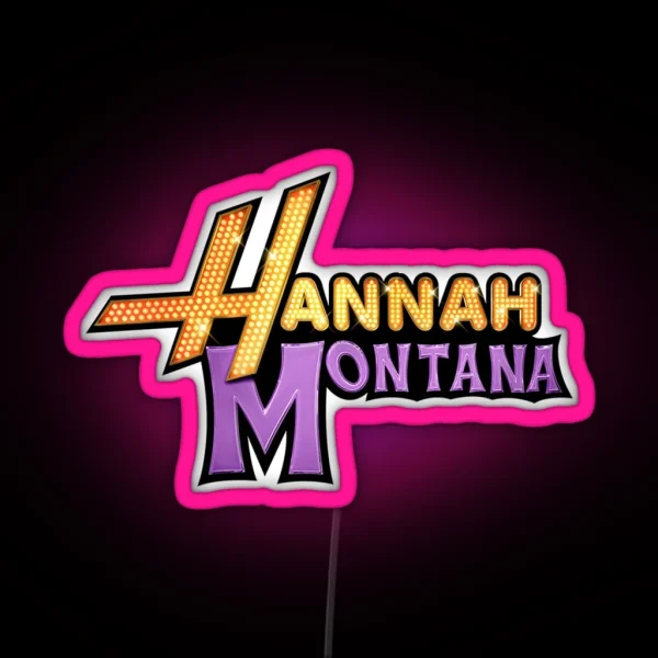 Hannah Montana Pink Background Logo RGB Neon Sign