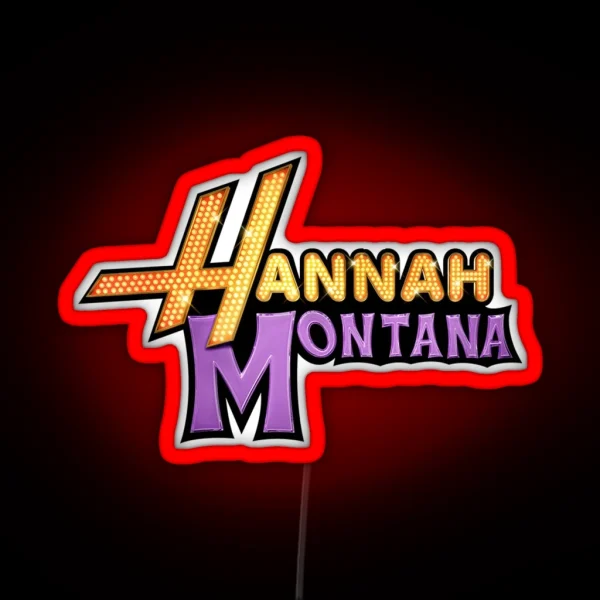 Hannah Montana Pink Background Logo RGB Neon Sign