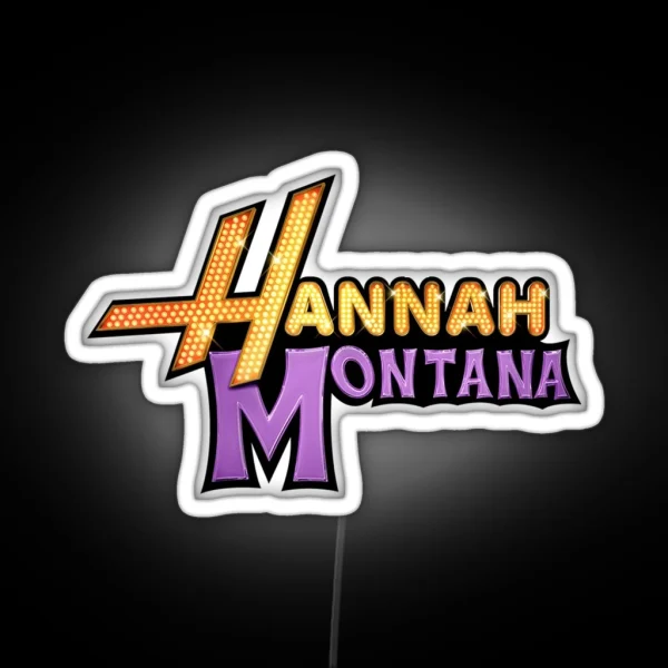 Hannah Montana Pink Background Logo RGB Neon Sign