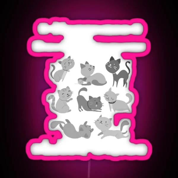 Happiness Can Be Measured With Cats RGB Neon Sign