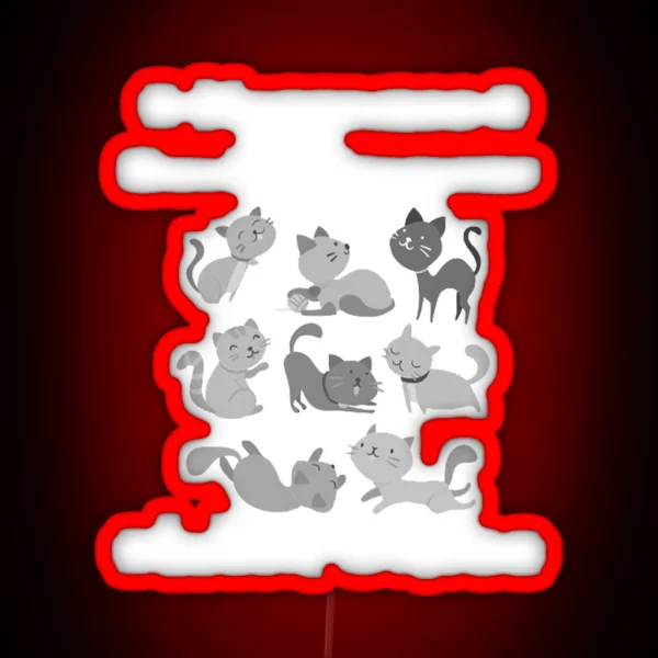 Happiness Can Be Measured With Cats RGB Neon Sign