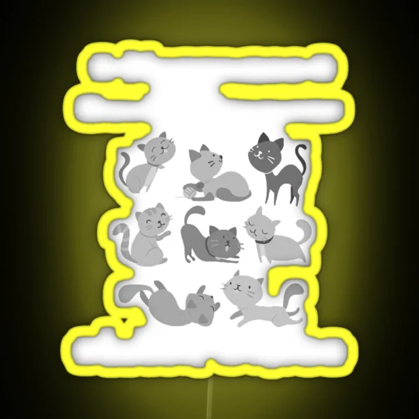 Happiness Can Be Measured With Cats RGB Neon Sign