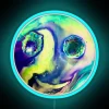 Vibrant acrylic pour art with RGB neon accents in space.
