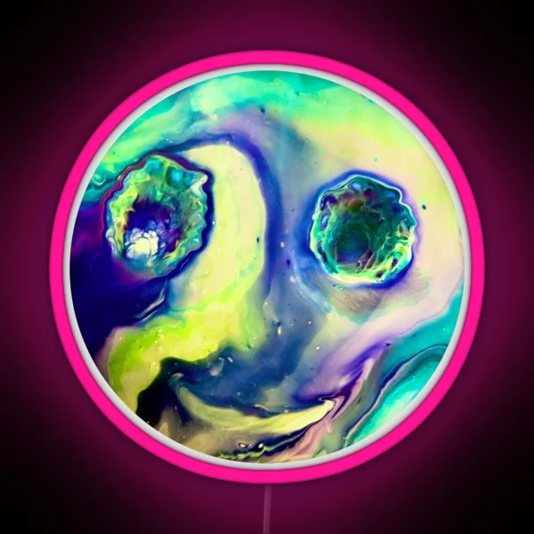 Happy Alien Influences Acrylic Pour RGB Neon Sign