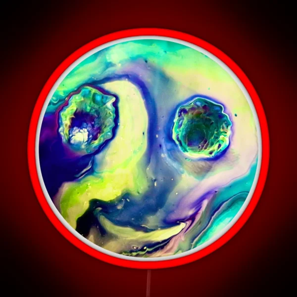 Happy Alien Influences Acrylic Pour RGB Neon Sign
