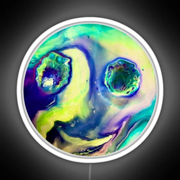 Happy Alien Influences Acrylic Pour RGB Neon Sign