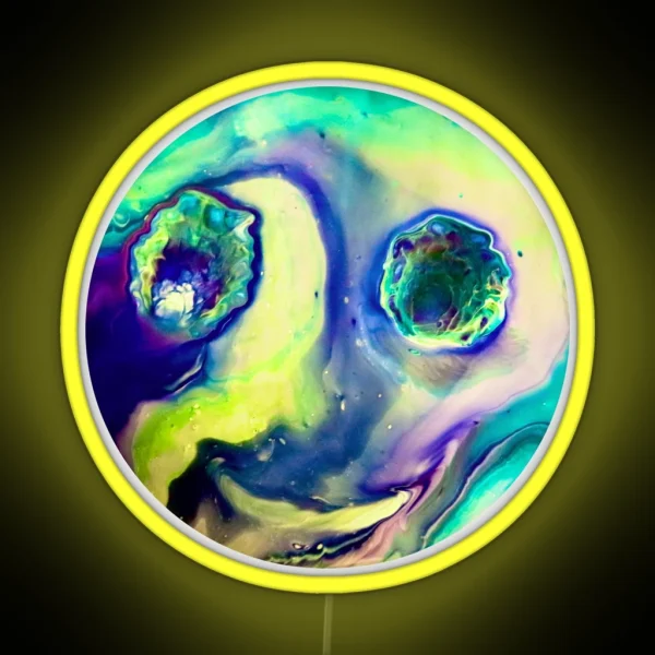 Happy Alien Influences Acrylic Pour RGB Neon Sign
