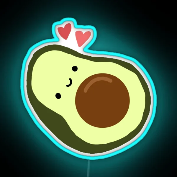 Happy Avocado With Hearts RGB Neon Sign